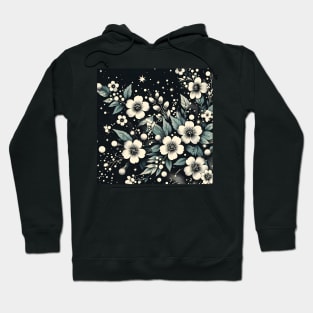 Black and White Floral Hoodie